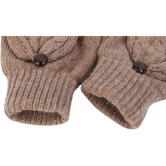 Winter Warm Khaki Hat and convertible gloves with Mitten Cover - Picture 9 of 15